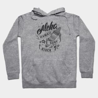 Aloha Hawaii Surf Rider - Black Text Hoodie